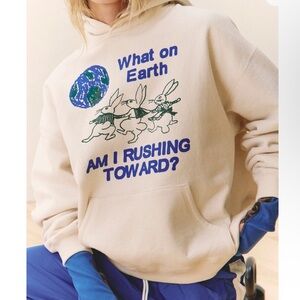 free People okay to rest pullover bunny hoodie sweatshirt